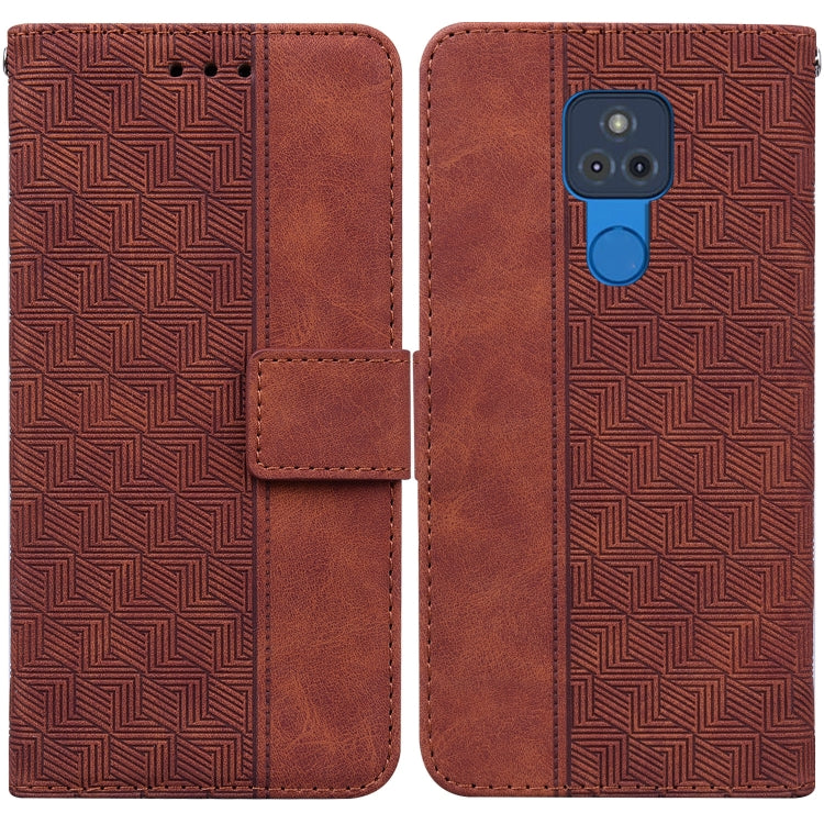 For Motorola Moto G Play 2021 Geometric Embossed Leather Phone Case