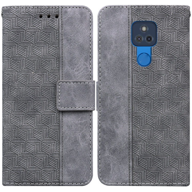For Motorola Moto G Play 2021 Geometric Embossed Leather Phone Case