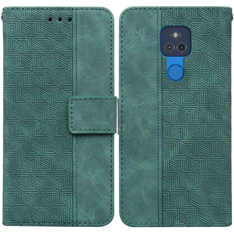 For Motorola Moto G Play 2021 Geometric Embossed Leather Phone Case