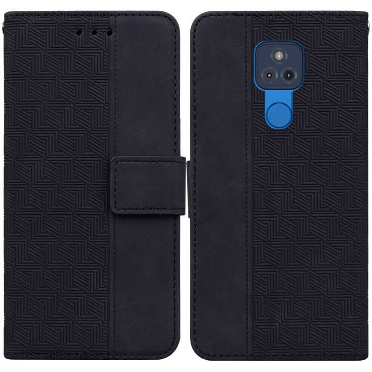 For Motorola Moto G Play 2021 Geometric Embossed Leather Phone Case