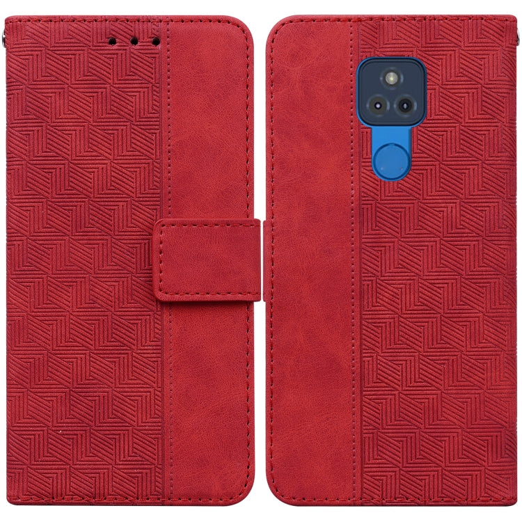 For Motorola Moto G Play 2021 Geometric Embossed Leather Phone Case