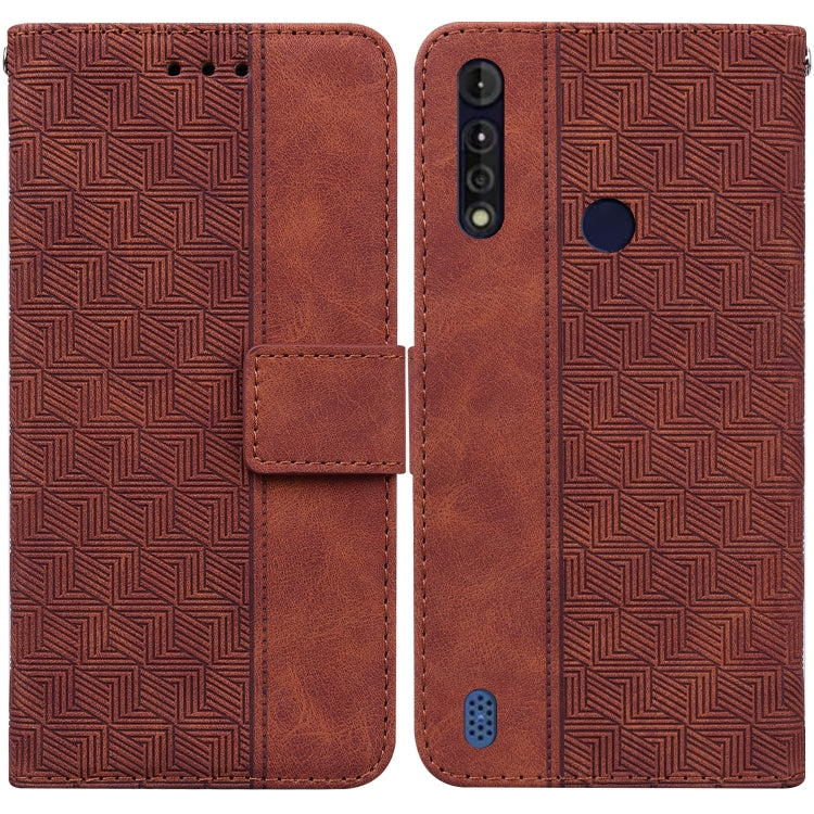 For Motorola Moto G8 Power Lite Geometric Embossed Leather Phone Case