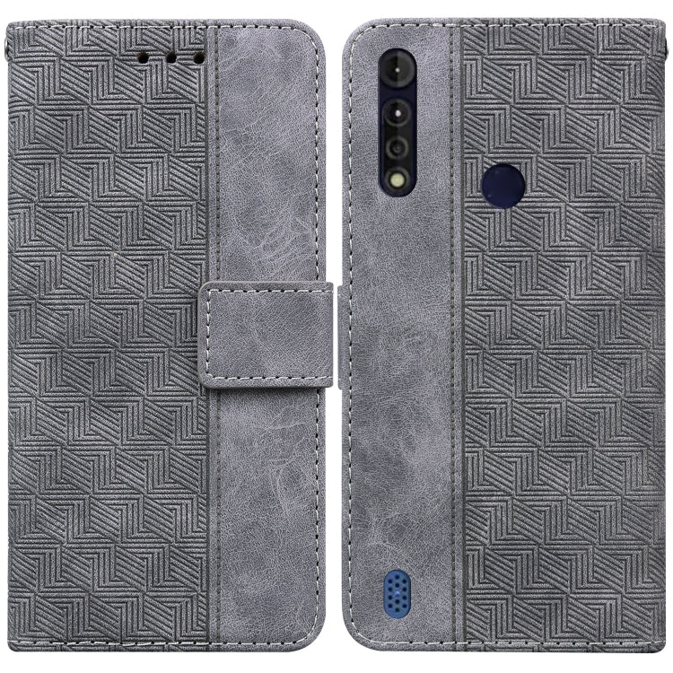 For Motorola Moto G8 Power Lite Geometric Embossed Leather Phone Case