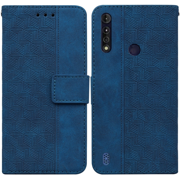 For Motorola Moto G8 Power Lite Geometric Embossed Leather Phone Case