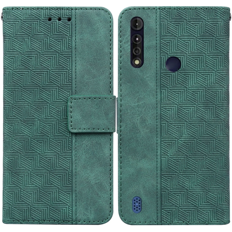 For Motorola Moto G8 Power Lite Geometric Embossed Leather Phone Case