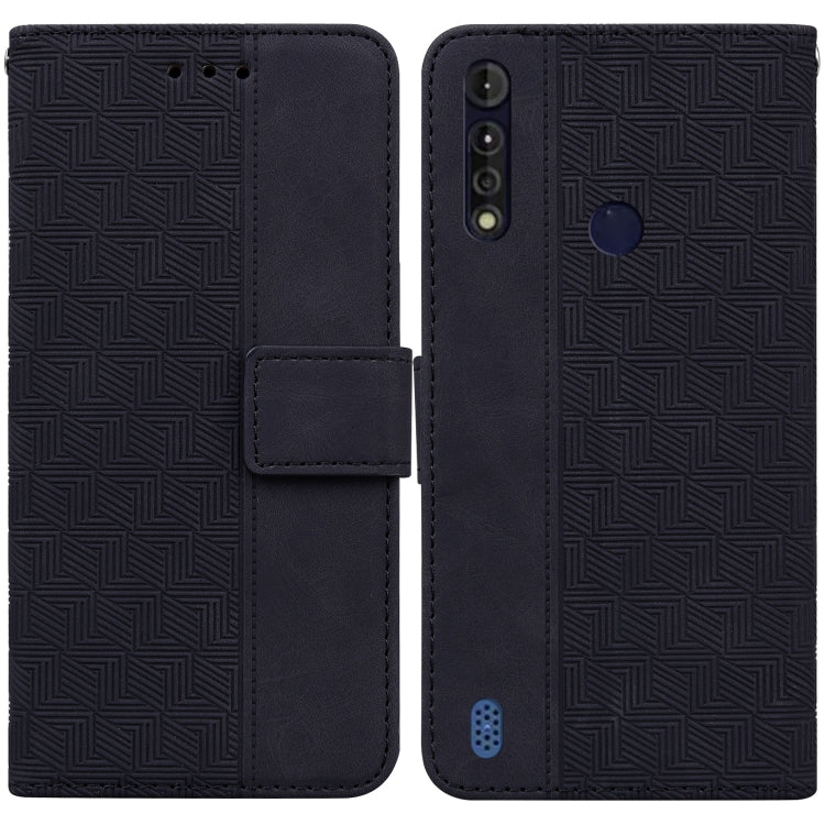 For Motorola Moto G8 Power Lite Geometric Embossed Leather Phone Case