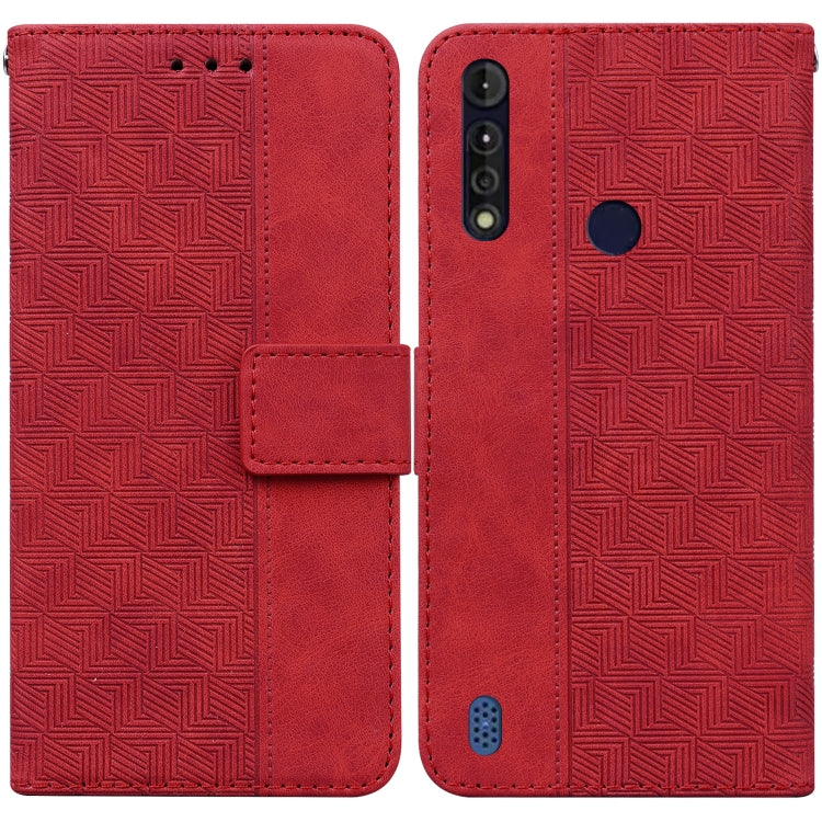 For Motorola Moto G8 Power Lite Geometric Embossed Leather Phone Case