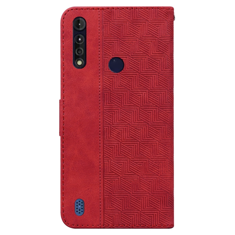 For Motorola Moto G8 Power Lite Geometric Embossed Leather Phone Case