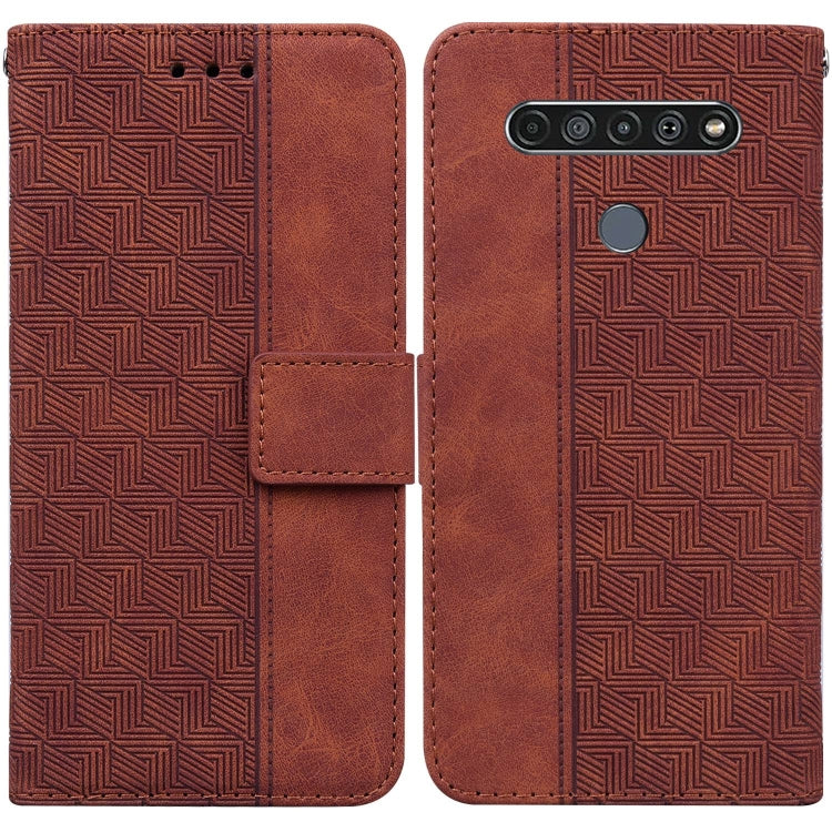 For LG K61 Geometric Embossed Leather Phone Case