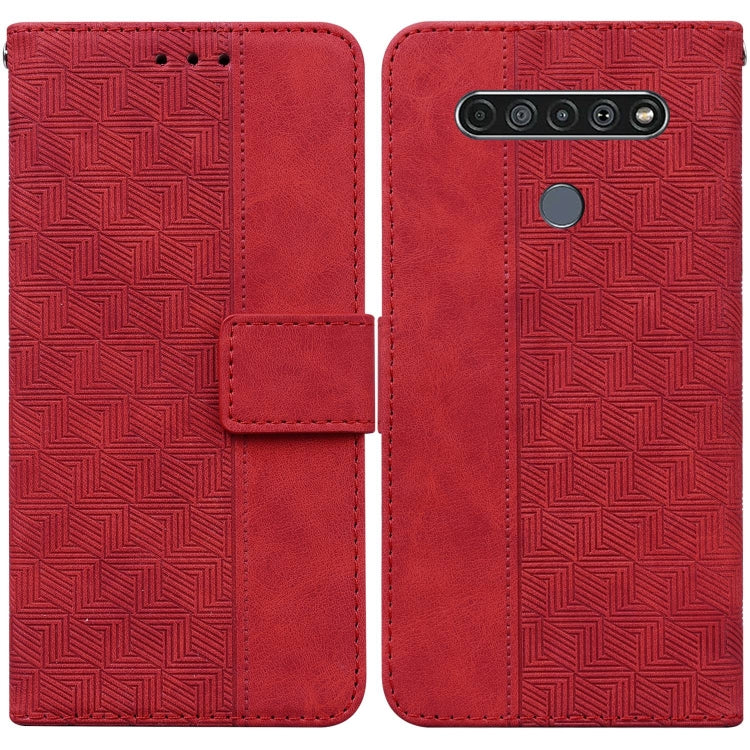For LG K61 Geometric Embossed Leather Phone Case