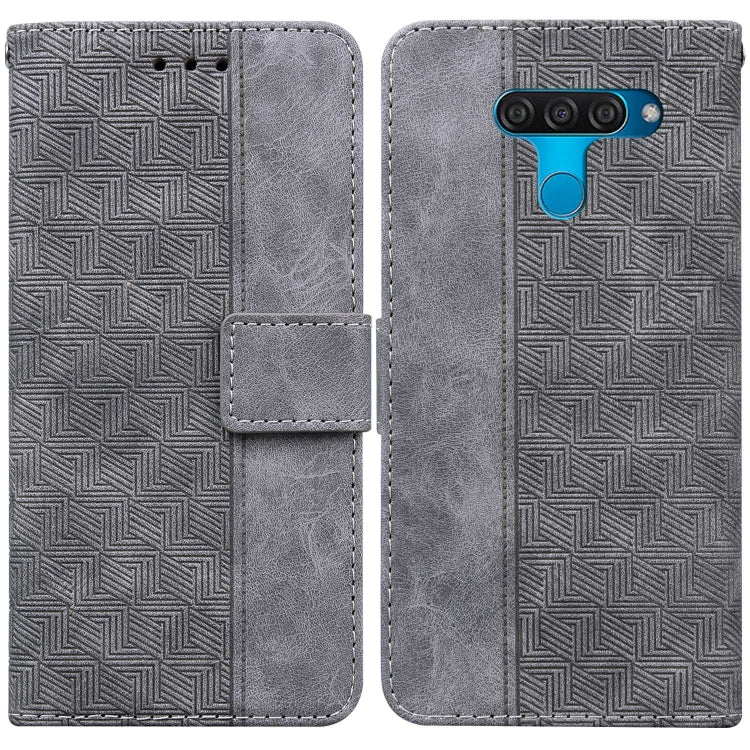 For LG K50 / Q60 Geometric Embossed Leather Phone Case
