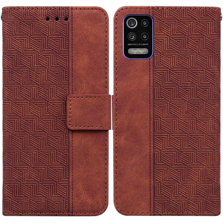 For LG K52 / K62 / Q52 Geometric Embossed Leather Phone Case