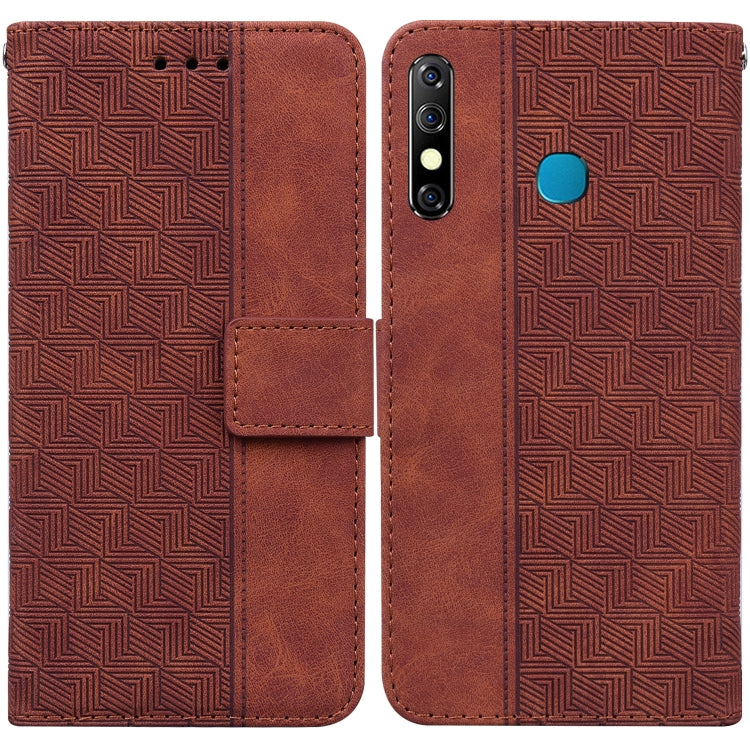 For Tecno Camon 12 / Spark 4 Geometric Embossed Leather Phone Case