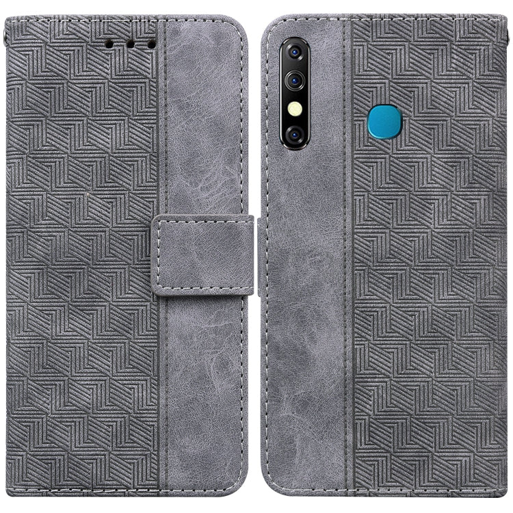 For Tecno Camon 12 / Spark 4 Geometric Embossed Leather Phone Case
