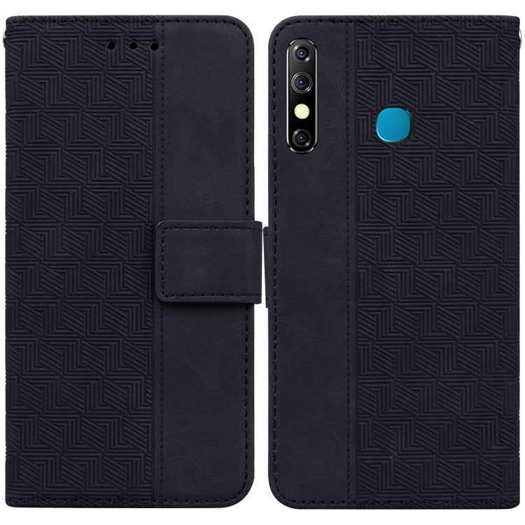 For Tecno Camon 12 / Spark 4 Geometric Embossed Leather Phone Case