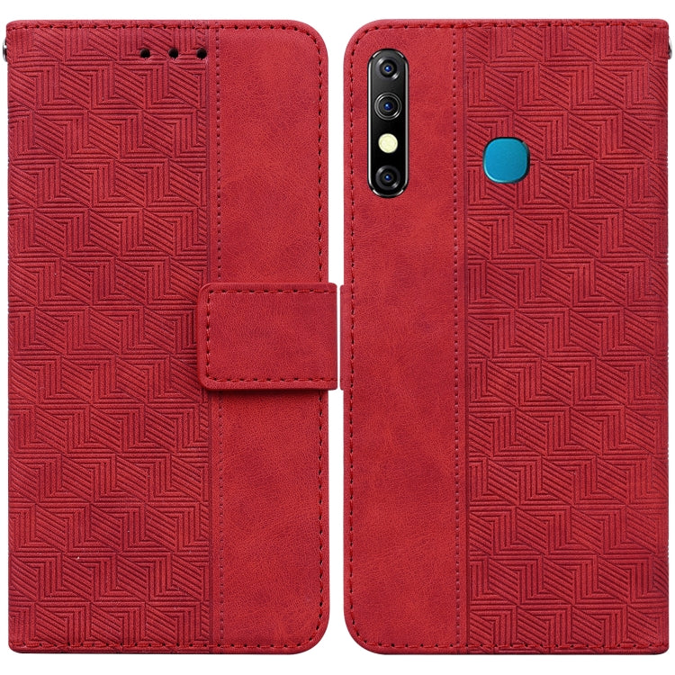 For Tecno Camon 12 / Spark 4 Geometric Embossed Leather Phone Case