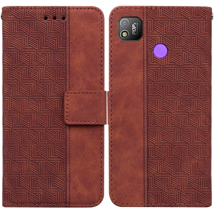 For Tecno Pop 4 Geometric Embossed Leather Phone Case