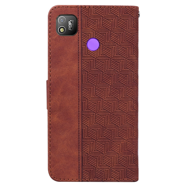 For Tecno Pop 4 Geometric Embossed Leather Phone Case