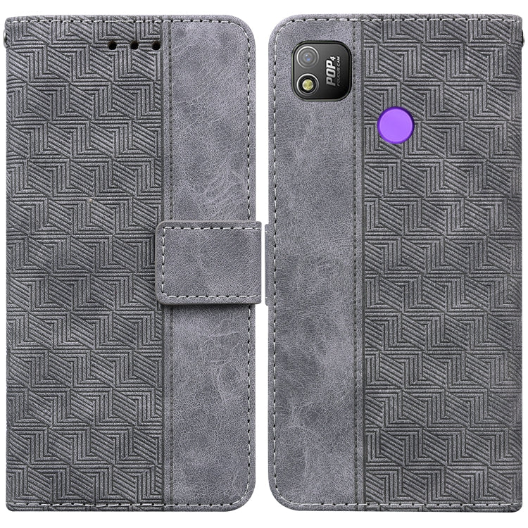 For Tecno Pop 4 Geometric Embossed Leather Phone Case