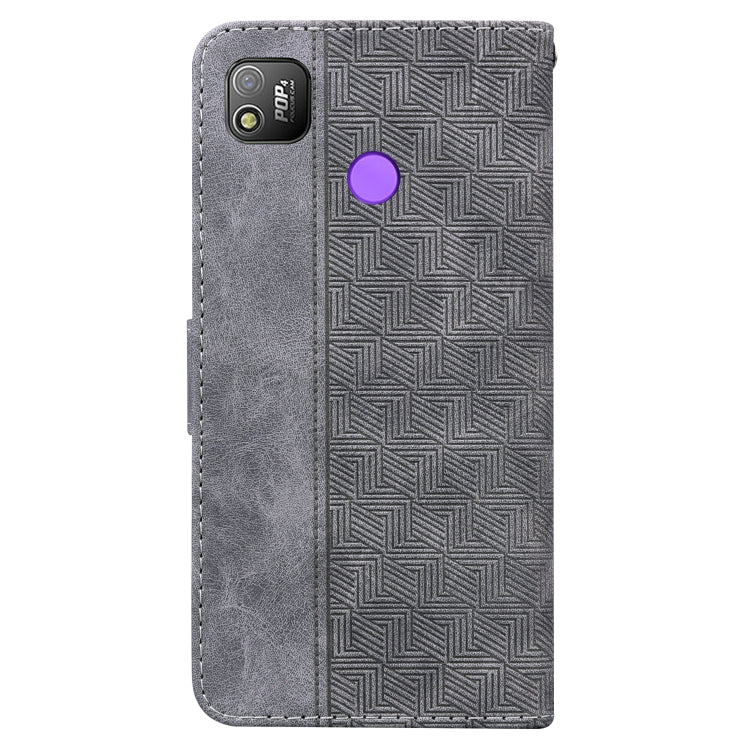 For Tecno Pop 4 Geometric Embossed Leather Phone Case