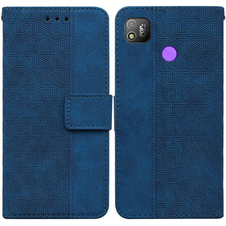 For Tecno Pop 4 Geometric Embossed Leather Phone Case