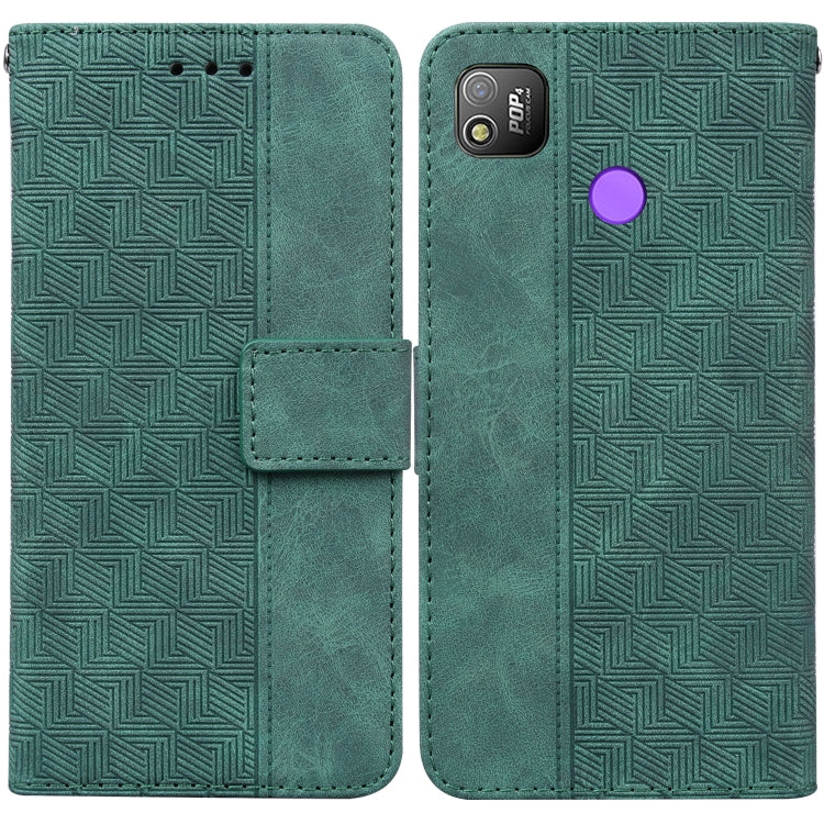 For Tecno Pop 4 Geometric Embossed Leather Phone Case