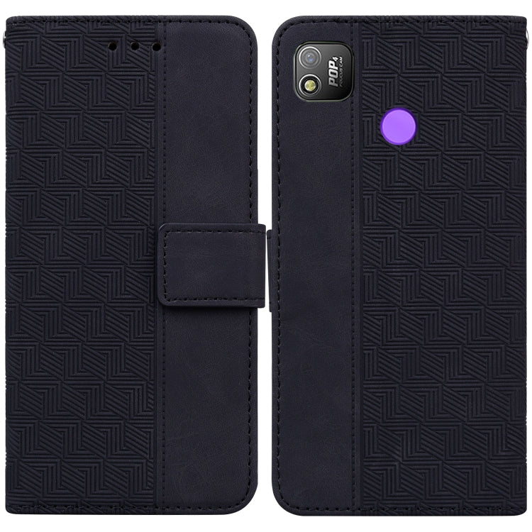For Tecno Pop 4 Geometric Embossed Leather Phone Case