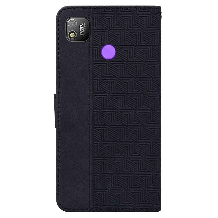 For Tecno Pop 4 Geometric Embossed Leather Phone Case