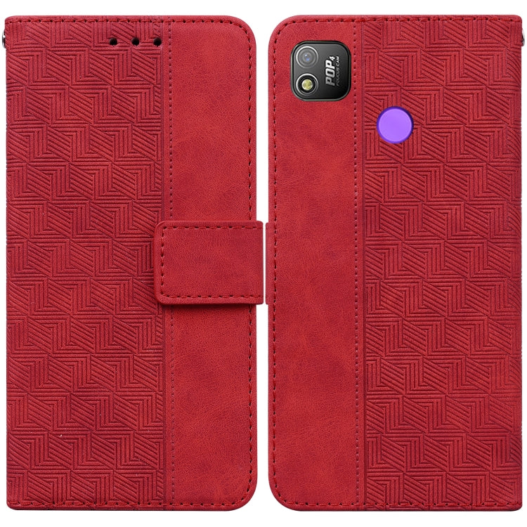 For Tecno Pop 4 Geometric Embossed Leather Phone Case