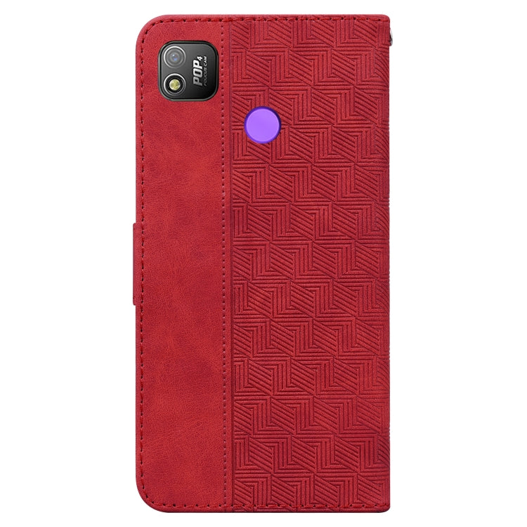 For Tecno Pop 4 Geometric Embossed Leather Phone Case