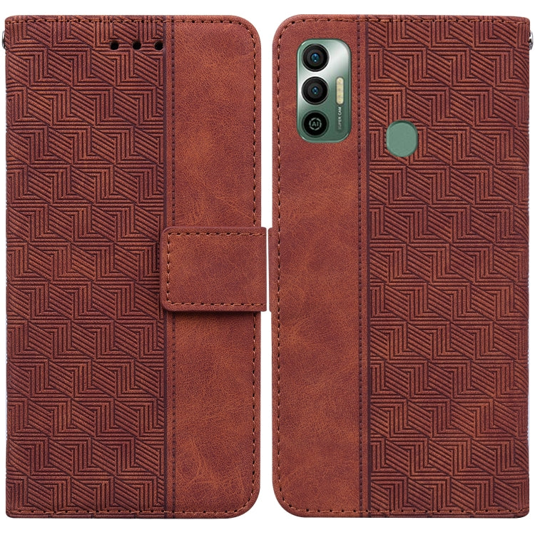 For Tecno Spark 7 Geometric Embossed Leather Phone Case
