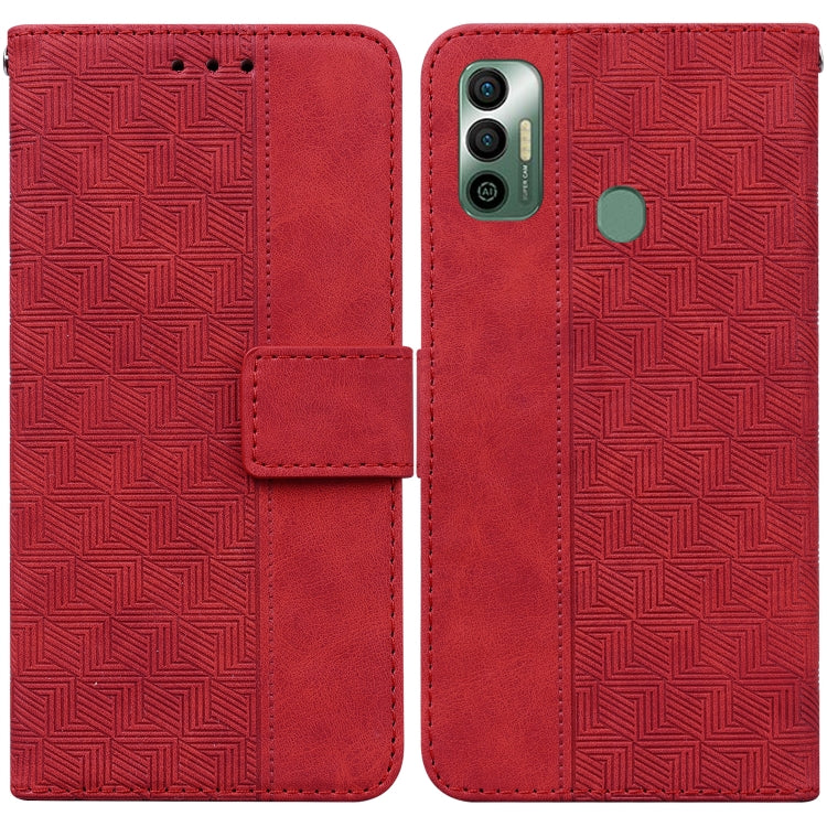 For Tecno Spark 7 Geometric Embossed Leather Phone Case