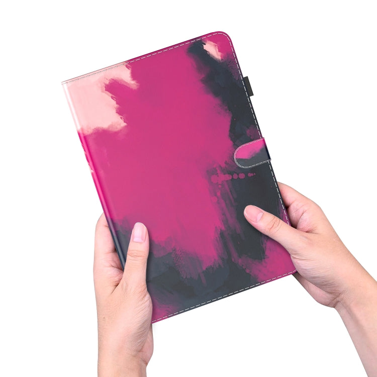 For Samsung Galaxy Tab S9 Watercolor Pattern Flip Leather Tablet Case(Berry Color)