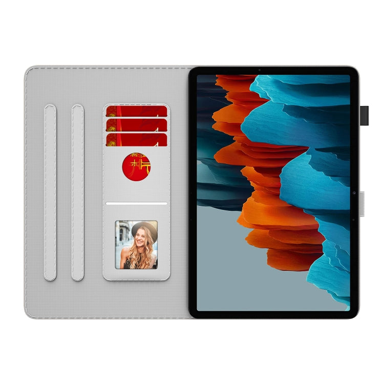 For Samsung Galaxy Tab S9+ Watercolor Pattern Flip Leather Tablet Case(Autumn Leaves)