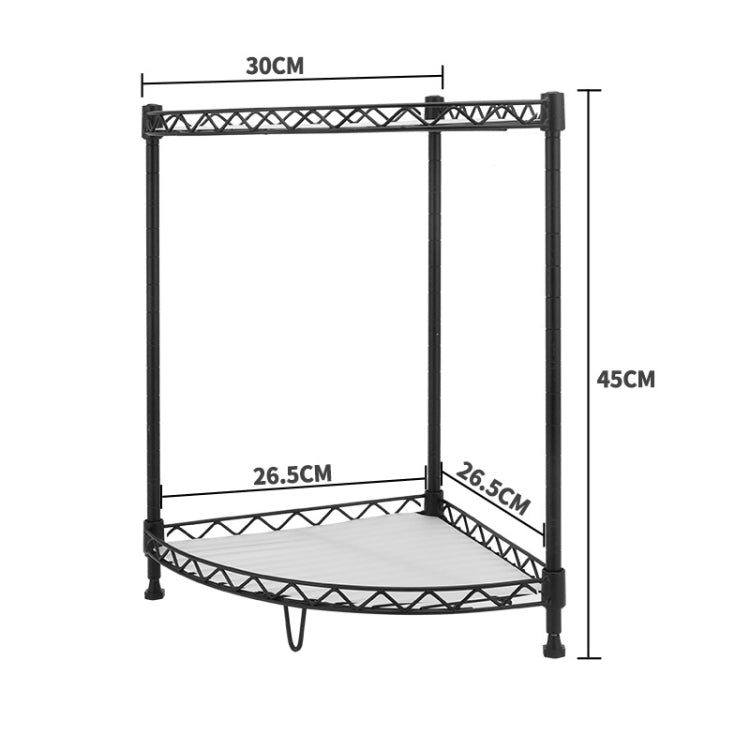 Multi-functional Kitchen Adjustable Shelf Carbon Steel Fan-shaped Seasoning Storage Rack, Size:2-layer Black
