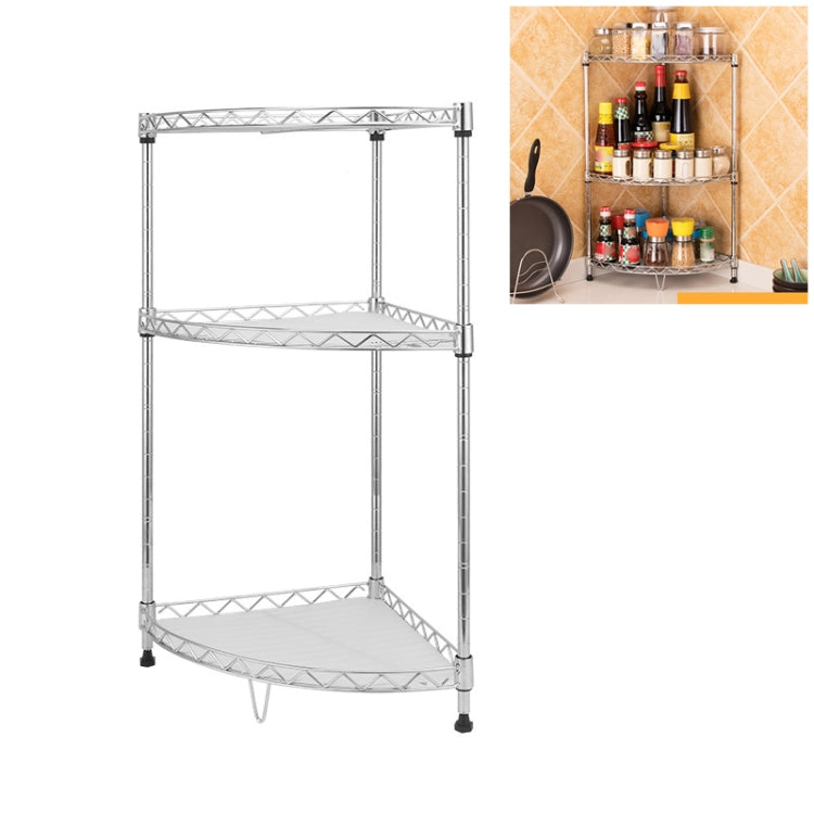 Multi-functional Kitchen Adjustable Shelf Carbon Steel Fan-shaped Seasoning Storage Rack, Size:3-layer Silver