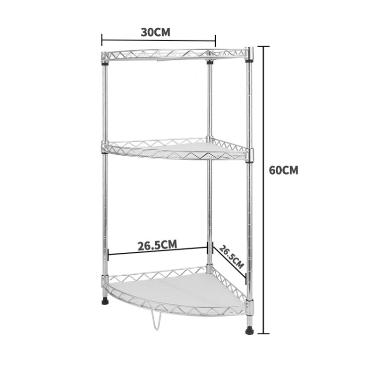 Multi-functional Kitchen Adjustable Shelf Carbon Steel Fan-shaped Seasoning Storage Rack, Size:3-layer Silver