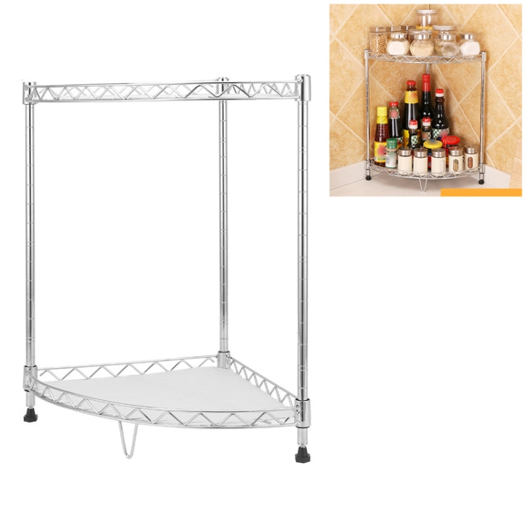 Multi-functional Kitchen Adjustable Shelf Carbon Steel Fan-shaped Seasoning Storage Rack, Size:2-layer Silver