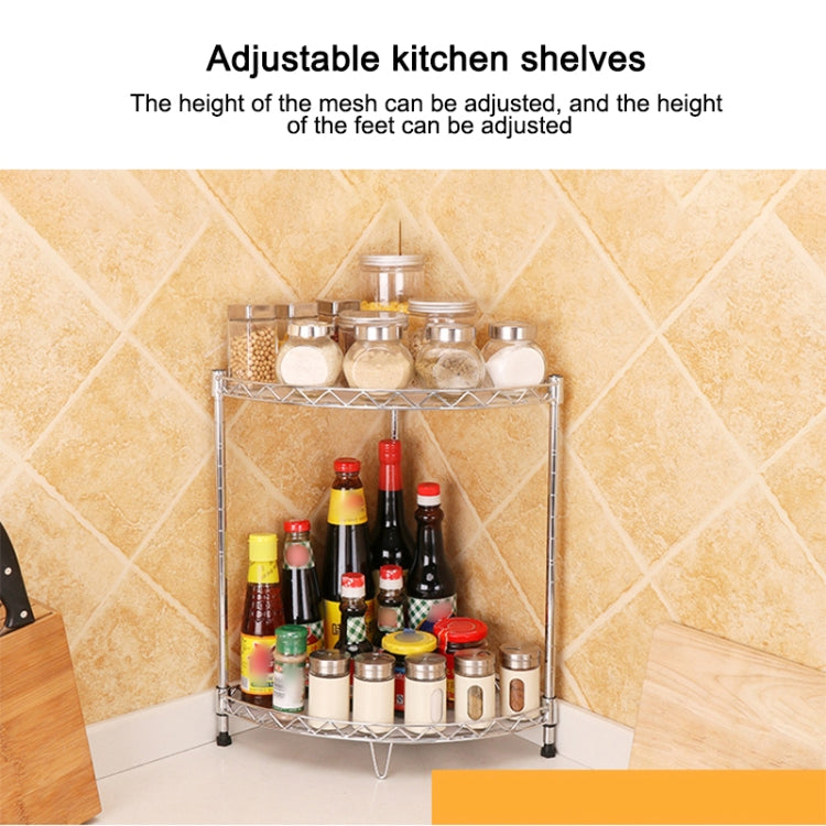 Multi-functional Kitchen Adjustable Shelf Carbon Steel Fan-shaped Seasoning Storage Rack, Size:2-layer Silver