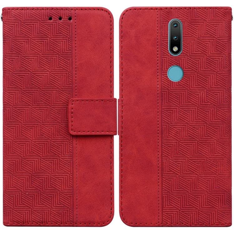 For Nokia 2.4 Geometric Embossed Leather Phone Case