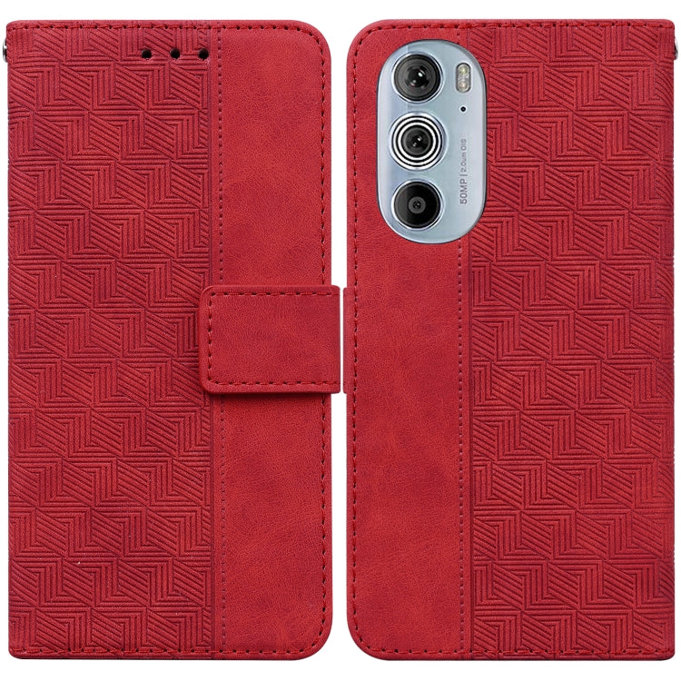 For Motorola Edge+ 2022 / Edge 30 Pro Geometric Embossed Leather Phone Case