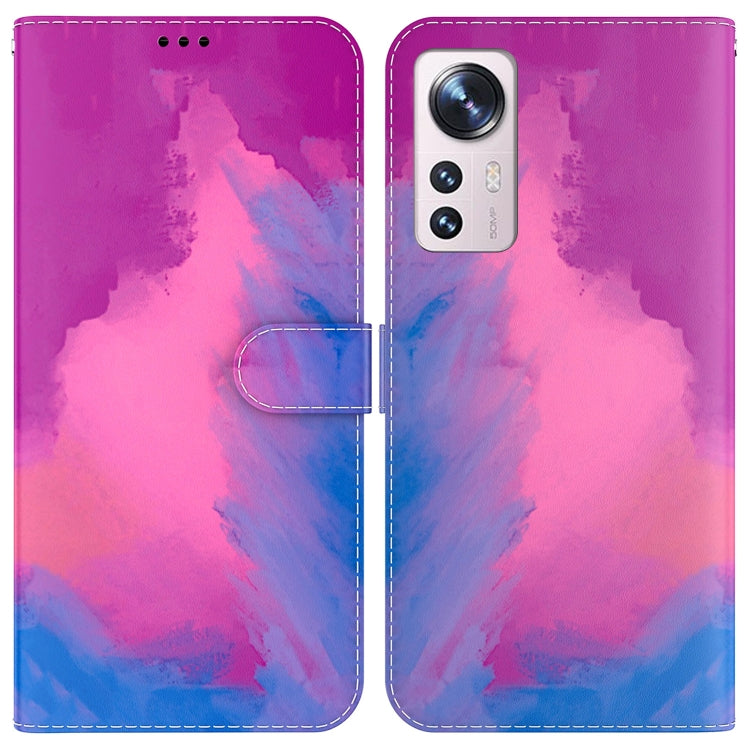 For Xiaomi 12 / 12X Watercolor Pattern Horizontal Flip Leather Phone Case