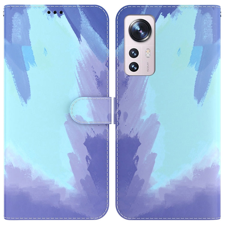 For Xiaomi 12 Pro Watercolor Pattern Horizontal Flip Leather Phone Case