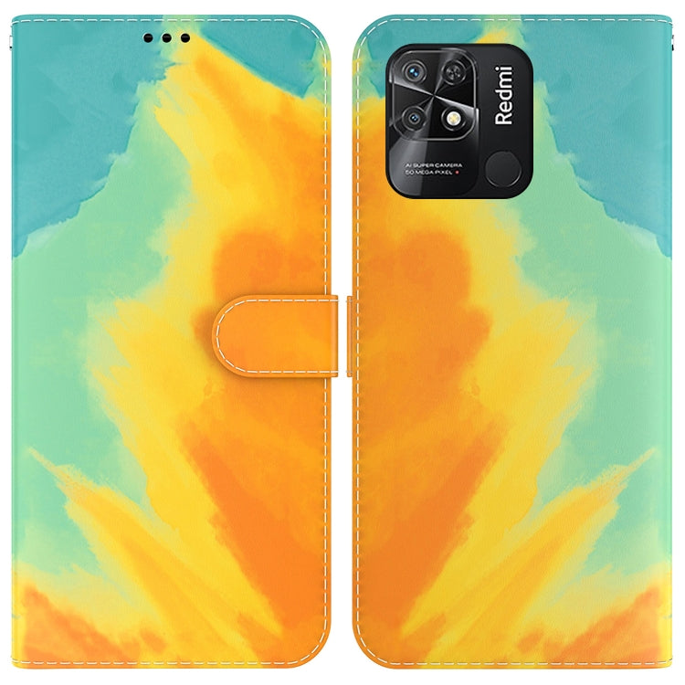 For Xiaomi Redmi 10C Watercolor Pattern Horizontal Flip Leather Phone Case