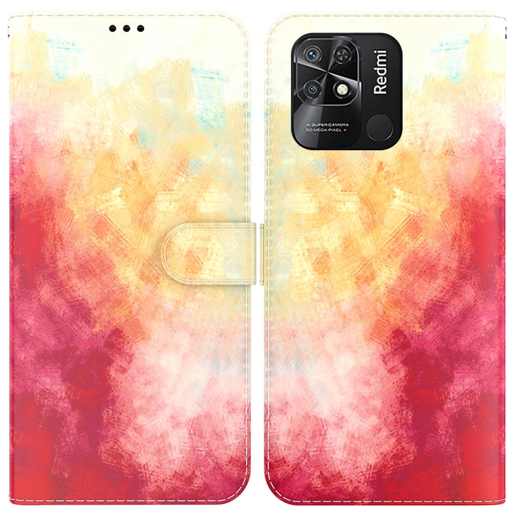 For Xiaomi Redmi 10C Watercolor Pattern Horizontal Flip Leather Phone Case
