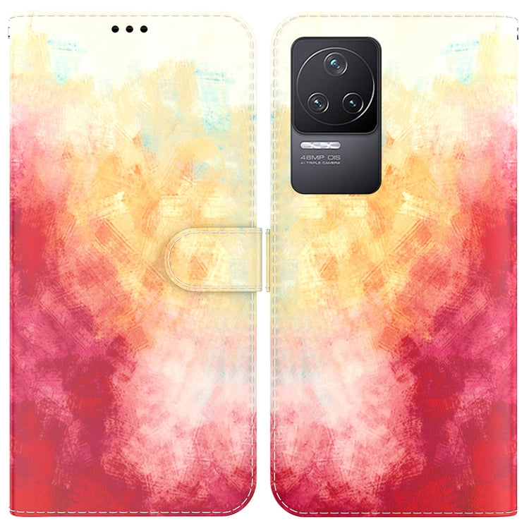 For Xiaomi Redmi K40S Watercolor Pattern Horizontal Flip Leather Phone Case