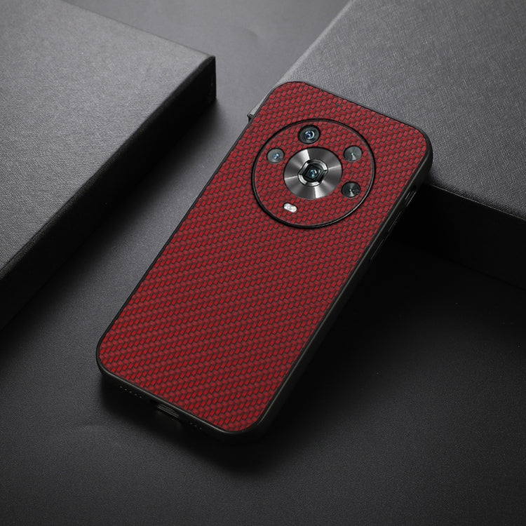 For Honor Magic4 Accurate Hole Carbon Fiber Texture PU Phone Case