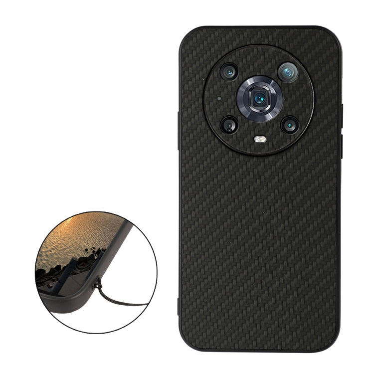For Honor Magic4 Pro Accurate Hole Carbon Fiber Texture PU Phone Case