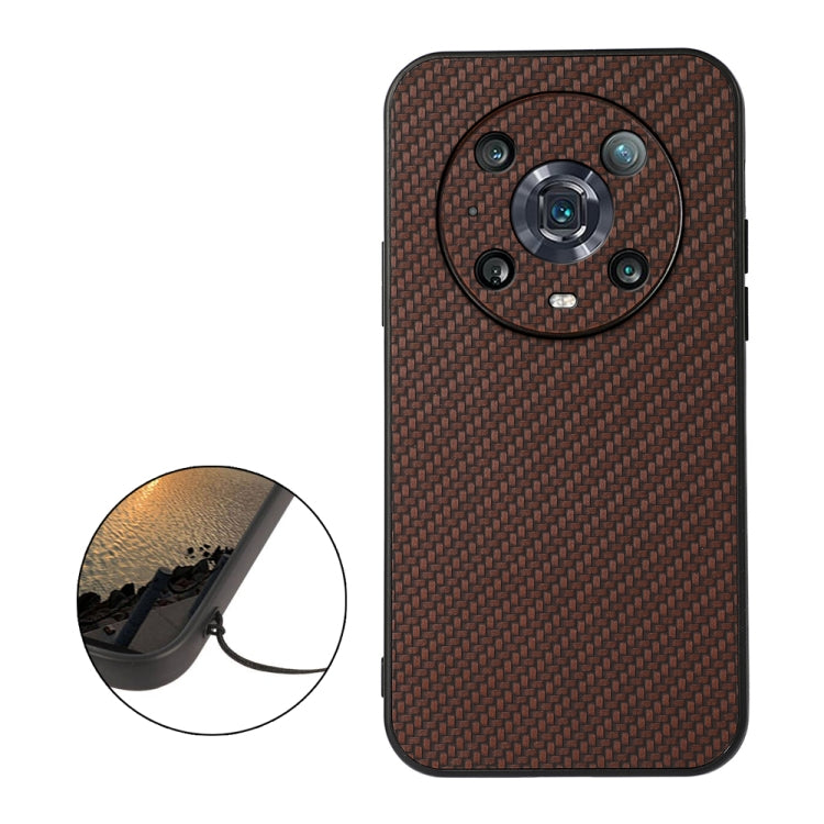 For Honor Magic4 Pro Accurate Hole Carbon Fiber Texture PU Phone Case
