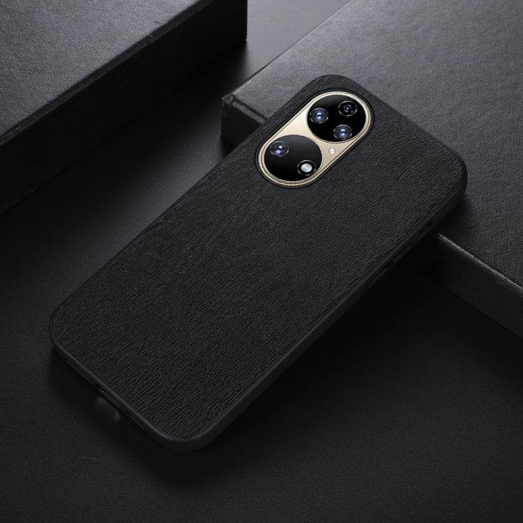 For Huawei P50 Pro Wood Texture PU Phone Case